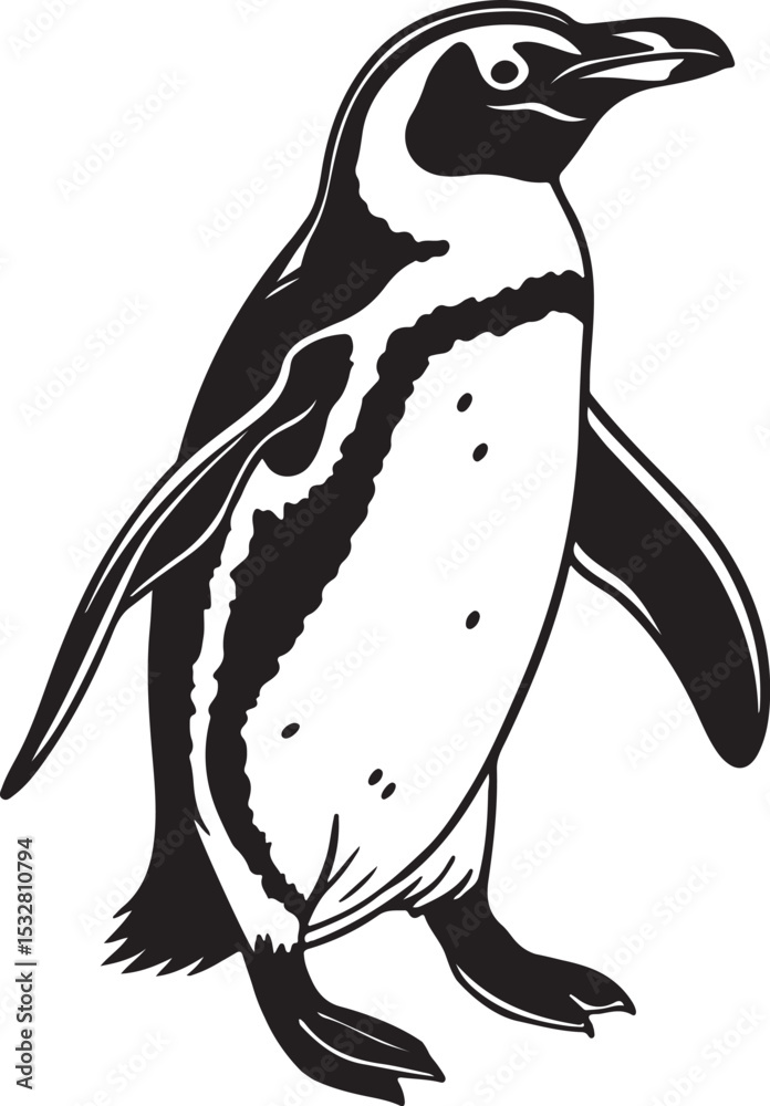 Fototapeta premium Penguin vector art illustration silhouette image