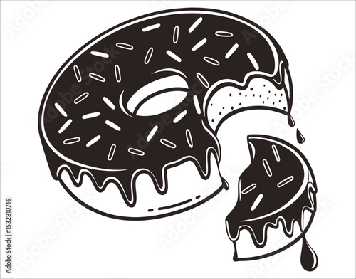 Chocolate Donut Silhouette – Dripping Glaze Design