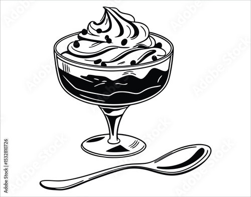 Chocolate Ice Cream Cone Silhouette – Clean Line Style
