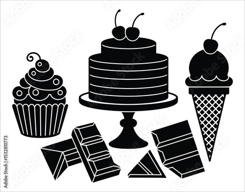 Chocolate Silhouette Set – Bakery and Sweet Icons