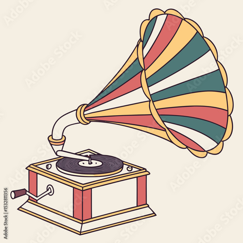 retro gramophone on grunge background