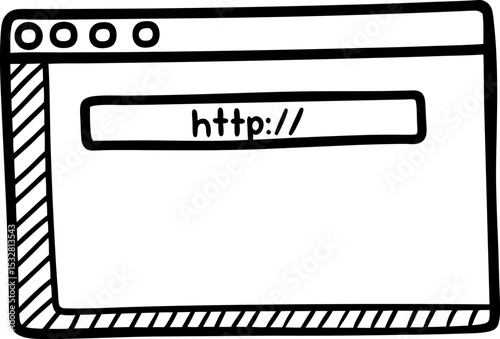 Simple browser window illustration with address bar displaying http protocol minimalist web interface outline