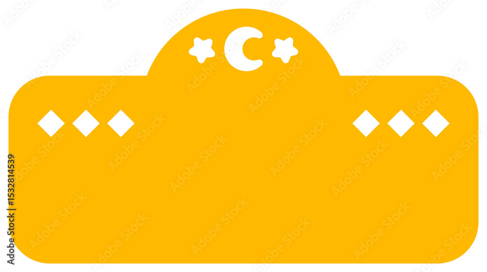 Naklejka premium Flat design plaque is featuring crescent moon, stars and diamond outlines on transparent background