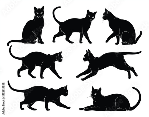 Cat Silhouette Clipart – American Bobtail Edition