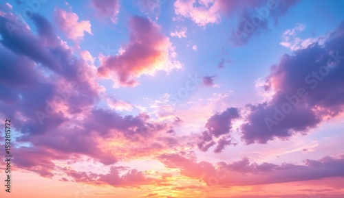 Colorful Sunset Sky with Gradient Hues and Cloudy Texture