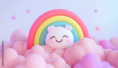 Colorful Kawaii Rainbow Sky Background with Soft Gradient