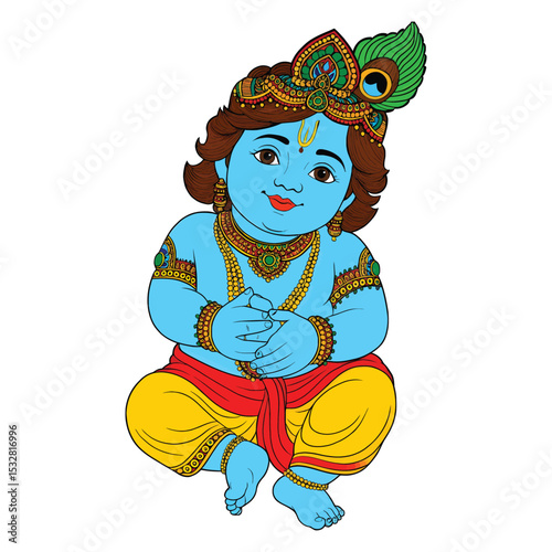 Adorable Baby Krishna Illustration