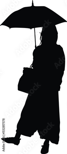 Solitary Silhouette Under the Umbrella: A lone figure, cloaked in shadows, finds solace under an umbrella, a symbol of protection against the elements and the passage of time.