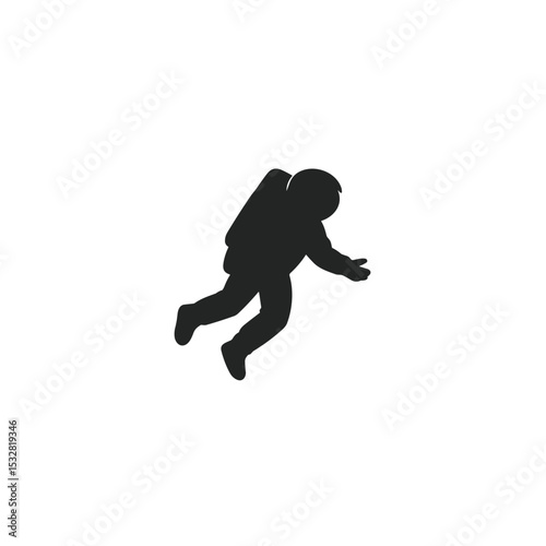 Astronaut silhouette floating in space minimalist vector design graphic illustration