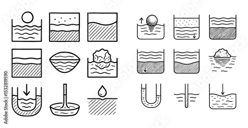 Water Density Phenomena Icons