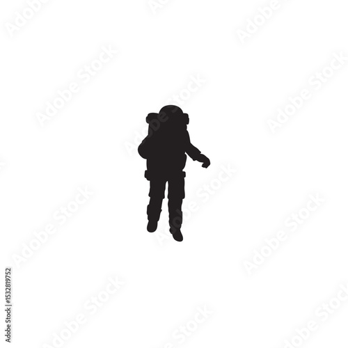 Silhouette of an astronaut in space suit isolated on white background illustration