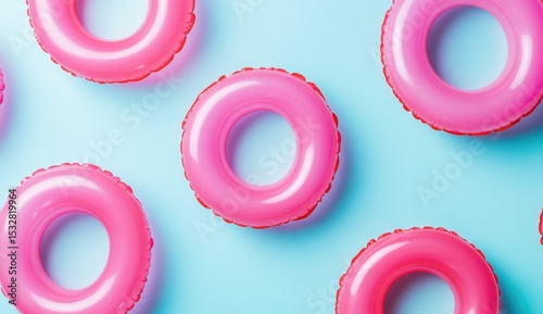 Trendy Summer Pattern Featuring Pink Donut Inflatable