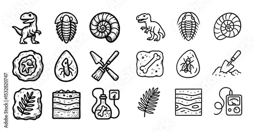 Paleontology Icons Grid