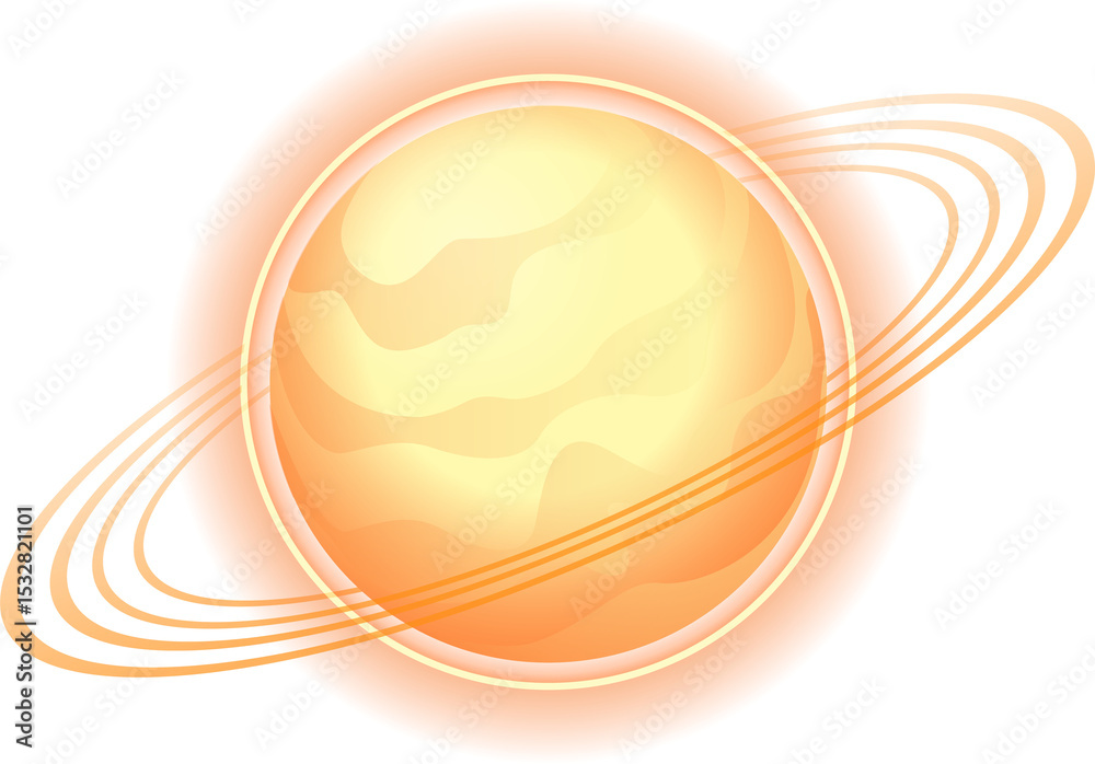 Naklejka premium Flat design showing planet-like orb glowing with layered gradients, rings on transparent background
