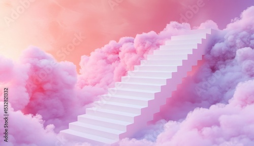 Step ladder reaching the clouds symbolizing growth and future development