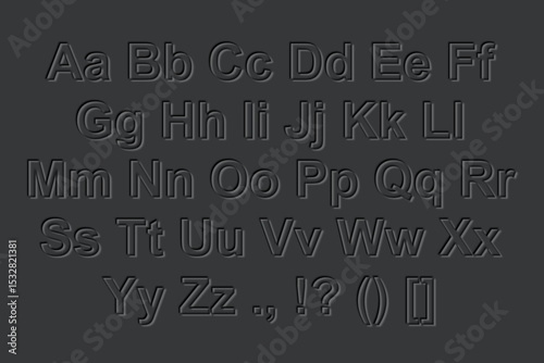 icon graffiti alphabet 3d inner shadow. font letter words alphabet sign. dark color