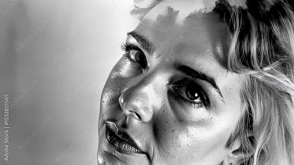 High contrast black and white watercolor diffusion