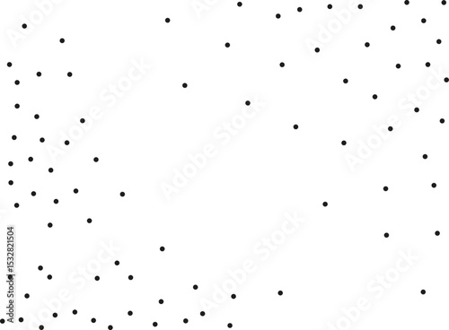 Random polka dots on white background. Elegant black circles. Vector isolated. Black dots. Fashion design. Vector business template. Decoration element. Dotted pattern.
