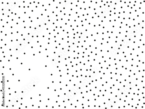 Random polka dots on white background. Elegant black circles. Vector isolated. Black dots. Fashion design. Vector business template. Decoration element. Dotted pattern.