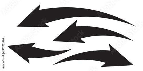 Curve arrows icon set. Bold arrow symbol curved flat design isolated. Curved arrow design element graphic icon white background. 