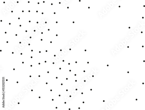 Random polka dots on white background. Elegant black circles. Vector isolated. Black dots. Fashion design. Vector business template. Decoration element. Dotted pattern.