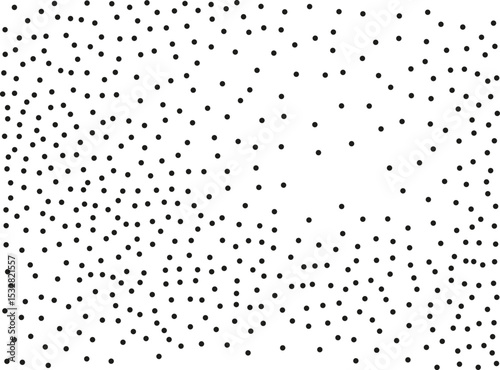 Random polka dots on white background. Elegant black circles. Vector isolated. Black dots. Fashion design. Vector business template. Decoration element. Dotted pattern.
