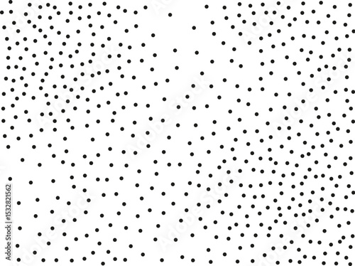 Random polka dots on white background. Elegant black circles. Vector isolated. Black dots. Fashion design. Vector business template. Decoration element. Dotted pattern.