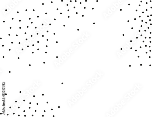 Random polka dots on white background. Elegant black circles. Vector isolated. Black dots. Fashion design. Vector business template. Decoration element. Dotted pattern.