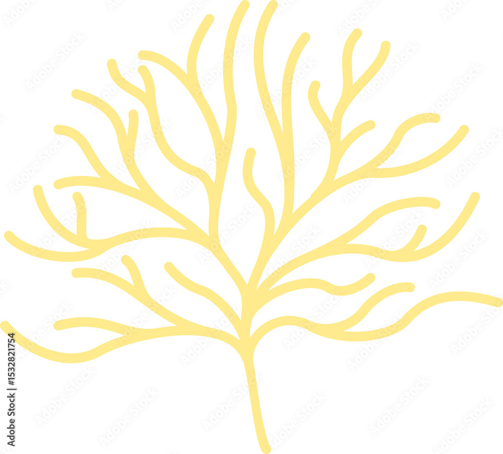 Naklejka premium Abstract branching form is floating in flat style on transparent canvas showing pale yellow coral