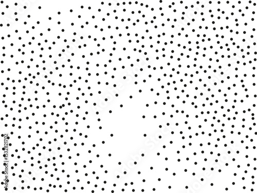 Random polka dots on white background. Elegant black circles. Vector isolated. Black dots. Fashion design. Vector business template. Decoration element. Dotted pattern.