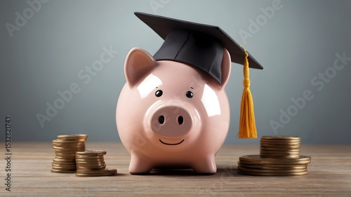 Piggy Bank Graduation Savings Goal Concept