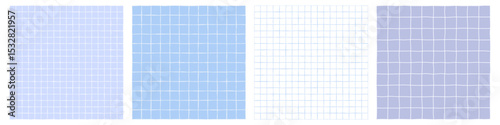 Geometric seamless pattern collection light grid on background blank. Notepad paper hand drawn line style pastel color. Vector 10 eps