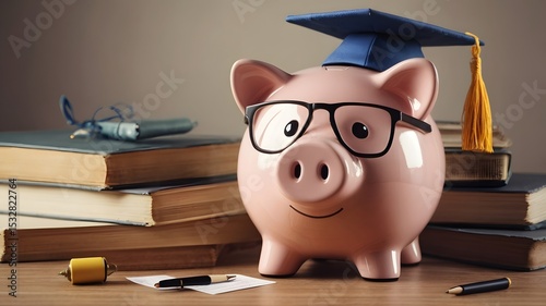 Studious Piggy Bank with Graduation Cap for Financial Success