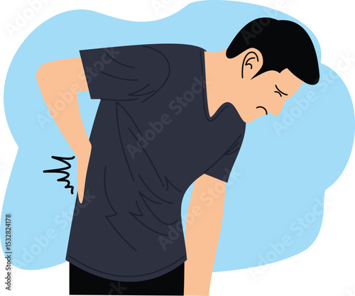 Back Pain Agony: A person with a pained expression clutches at their lower back, graphically illustrating the agony of back pain.