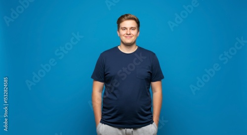 Man in a navy t-shirt