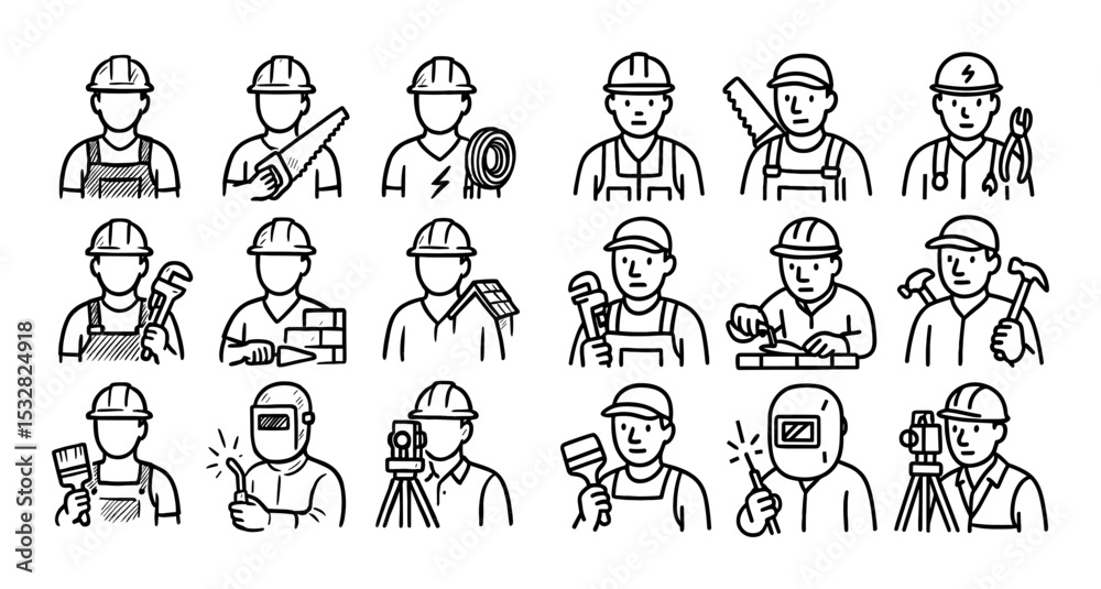 Obraz premium Construction Worker Icons