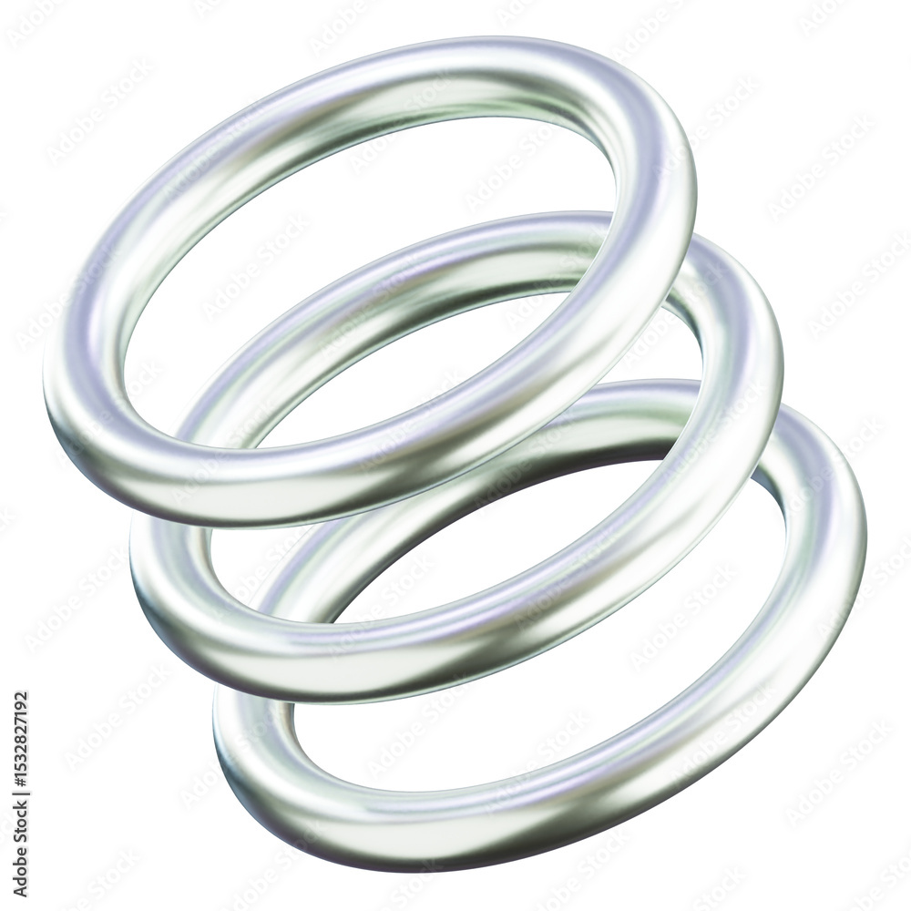Fototapeta premium Circles PNG Shiny silver 3D shape. Abstract form element set on transparent background. Formas cromadas en 3D