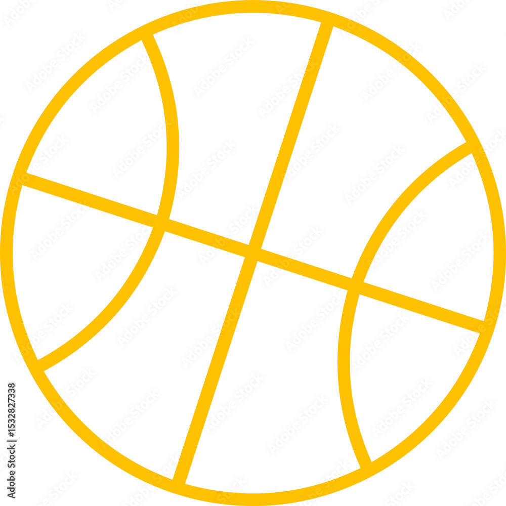 Fototapeta premium Abstract basketball illustration is floating in minimal line style, transparent background
