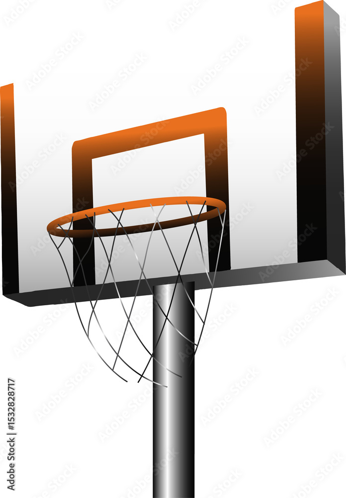 Fototapeta premium Basketball hoop is showing flat vector on transparent background with backboard, rim, net, pole