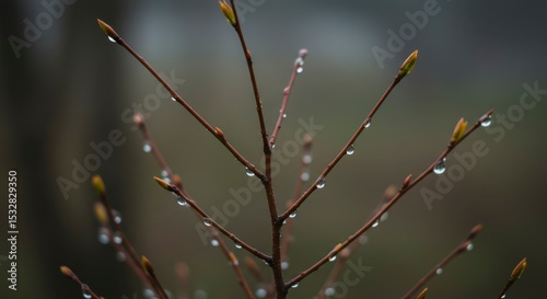 Dew-kissed branches in muted light