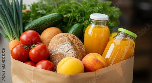 Fresh groceries in a paper bag