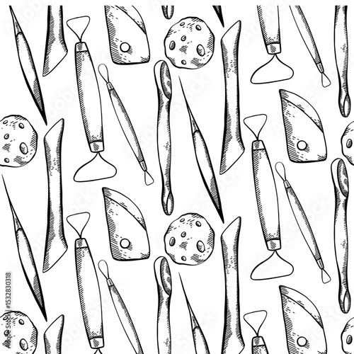 Pottery Tools Seamless Pattern⁠
