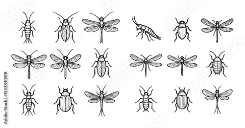 Prehistoric Insect Icons Grid
