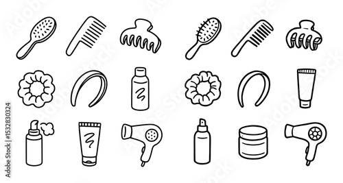 Hair Styling Icons Grid