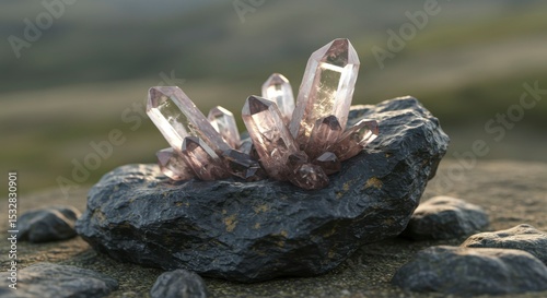 Crystal cluster on rock