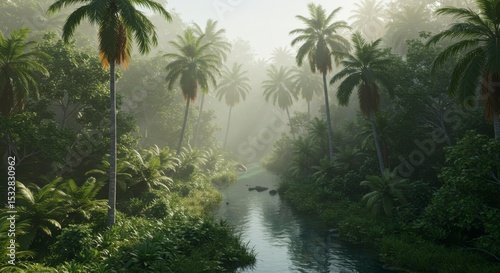 Lush tropical jungle valley