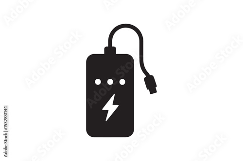 Power Bank Indicator silhouette vector with white background
