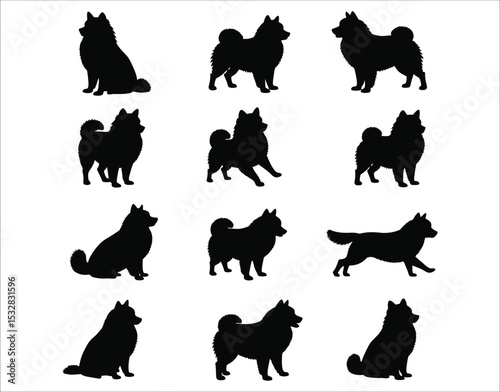 Fluffy Pomeranian Silhouettes – Dog Vector Collection