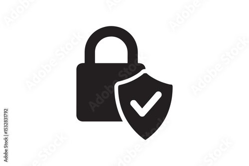 Secure Connection Sign silhouette vector with white background