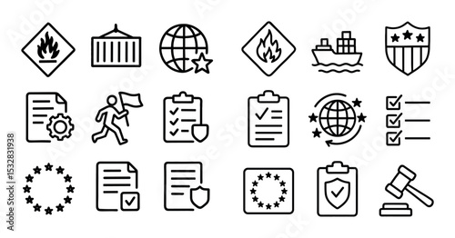 Hand-Drawn Global Trade and Compliance Icon Set